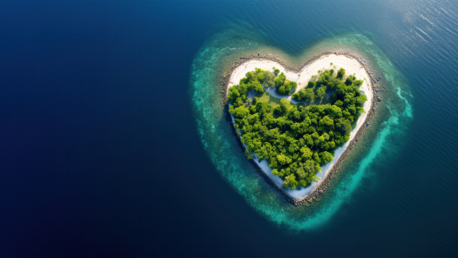 美丽蓝色海洋 心形岛风景桌面背景图壁纸