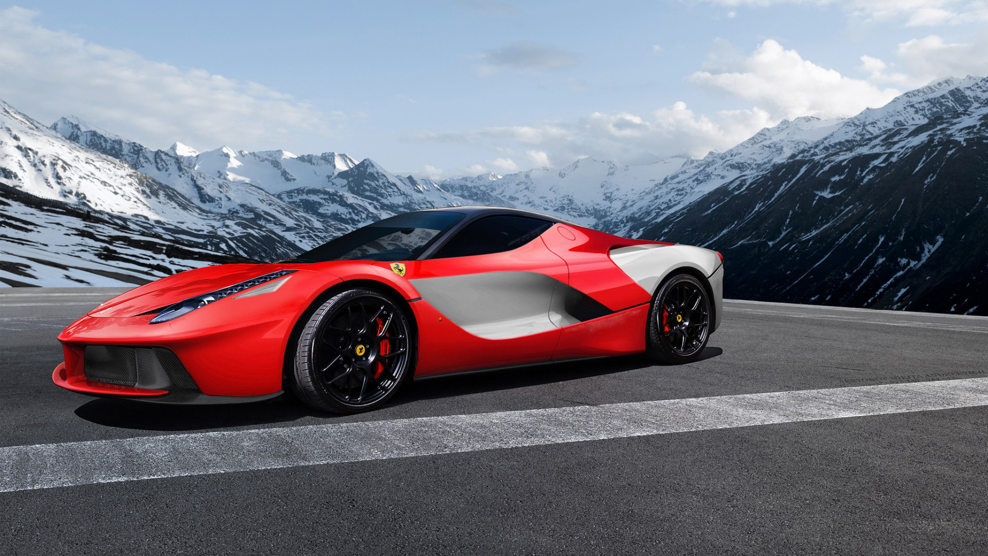 法拉利 红色 风景电脑桌面汽车壁纸_高清汽车壁纸