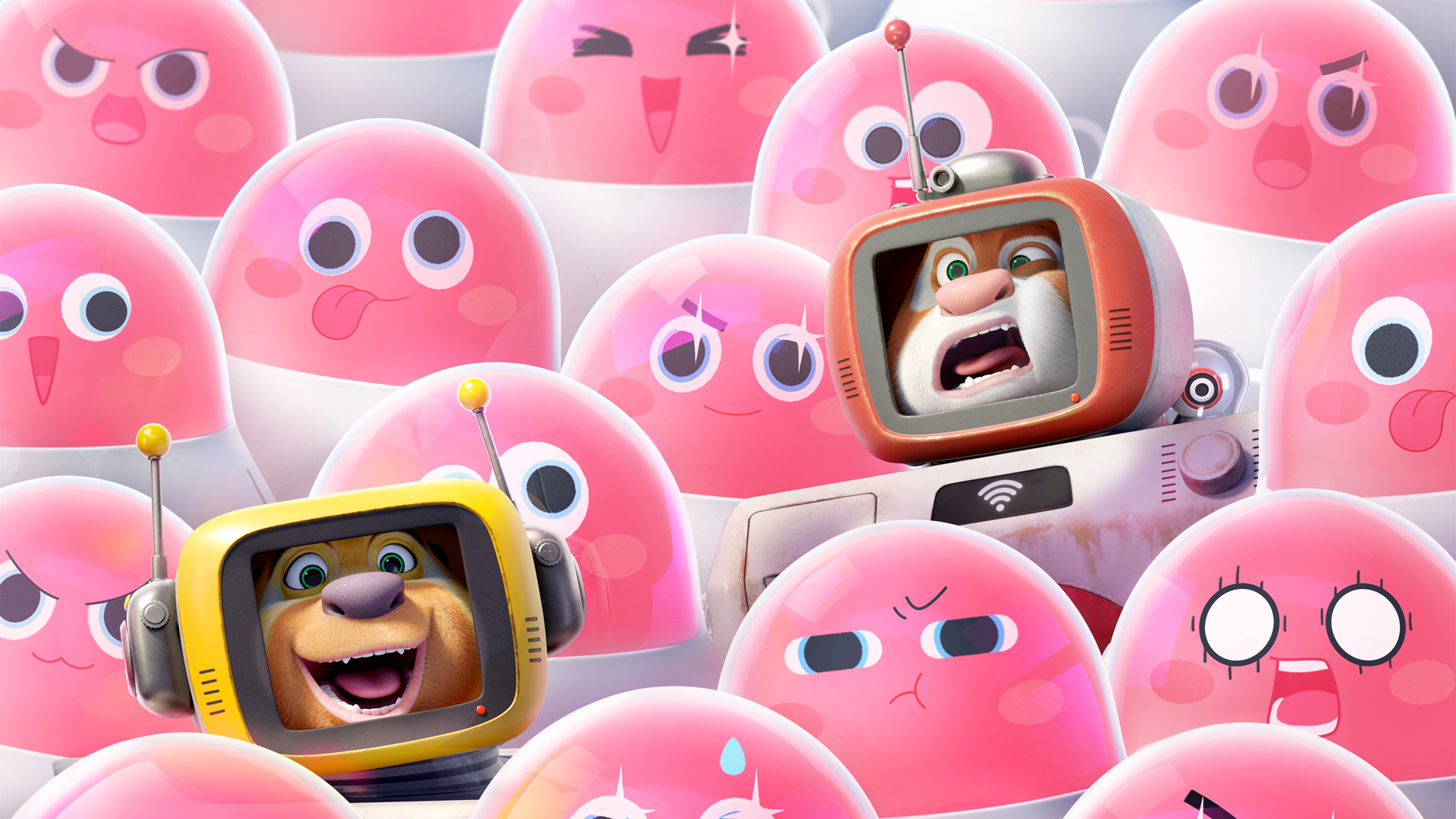 熊出没伴我熊芯 可爱 粉红色机器人 高清 壁纸_高清影视壁纸