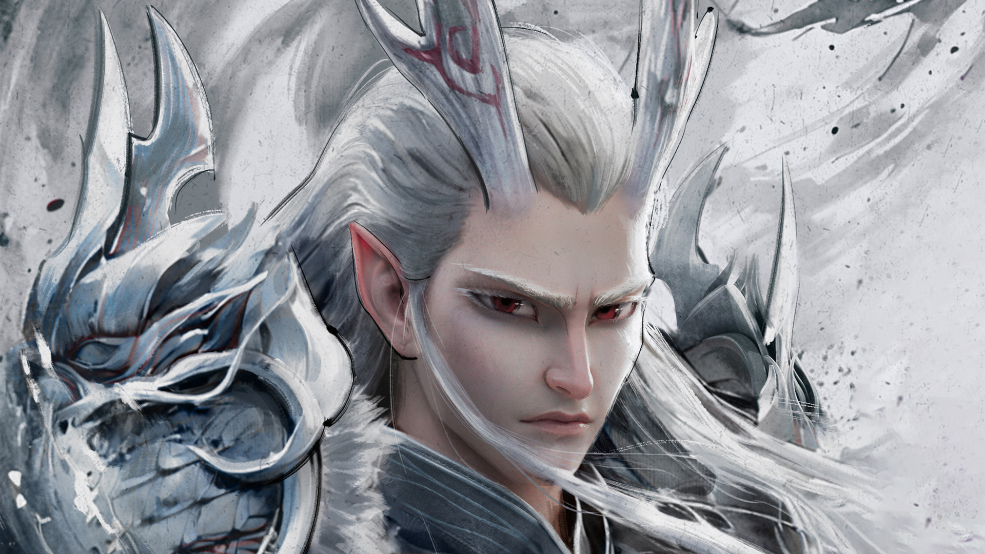 敖光 哪吒之魔童闹海 水墨海报电脑桌面影视壁纸_高清影视壁纸