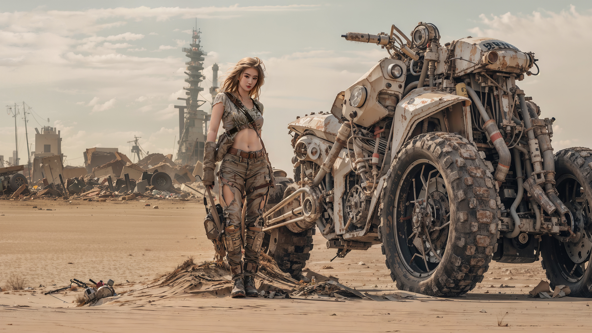 刘亦菲 美女 机车 绘画 电脑壁纸_高清动漫壁纸