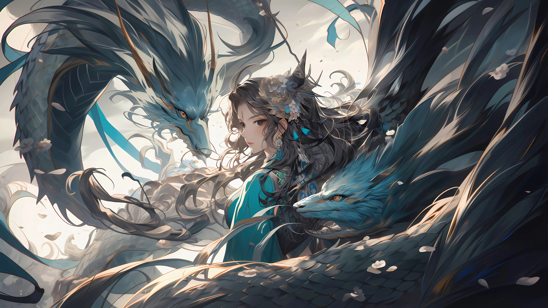 龙 少女 精美好看动漫电脑壁纸_高清动漫壁纸