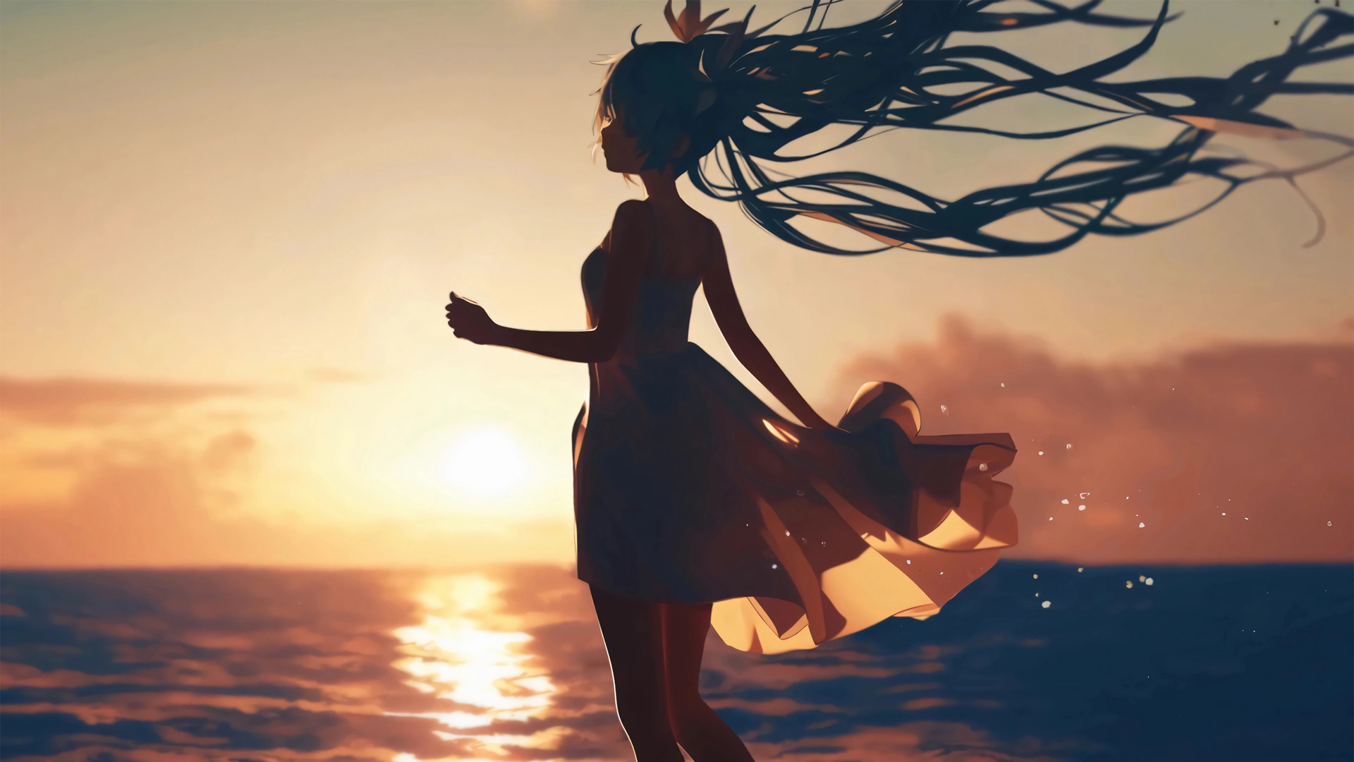 黄昏海 初音未来 唯美动漫壁纸_高清动漫壁纸