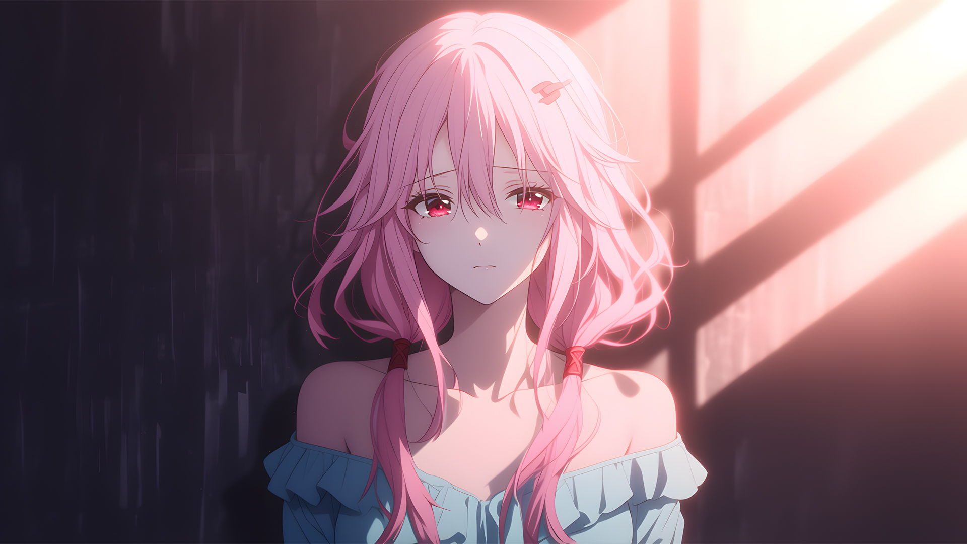 粉色长发动漫女孩楪祈高清电脑壁纸_高清动漫壁纸
