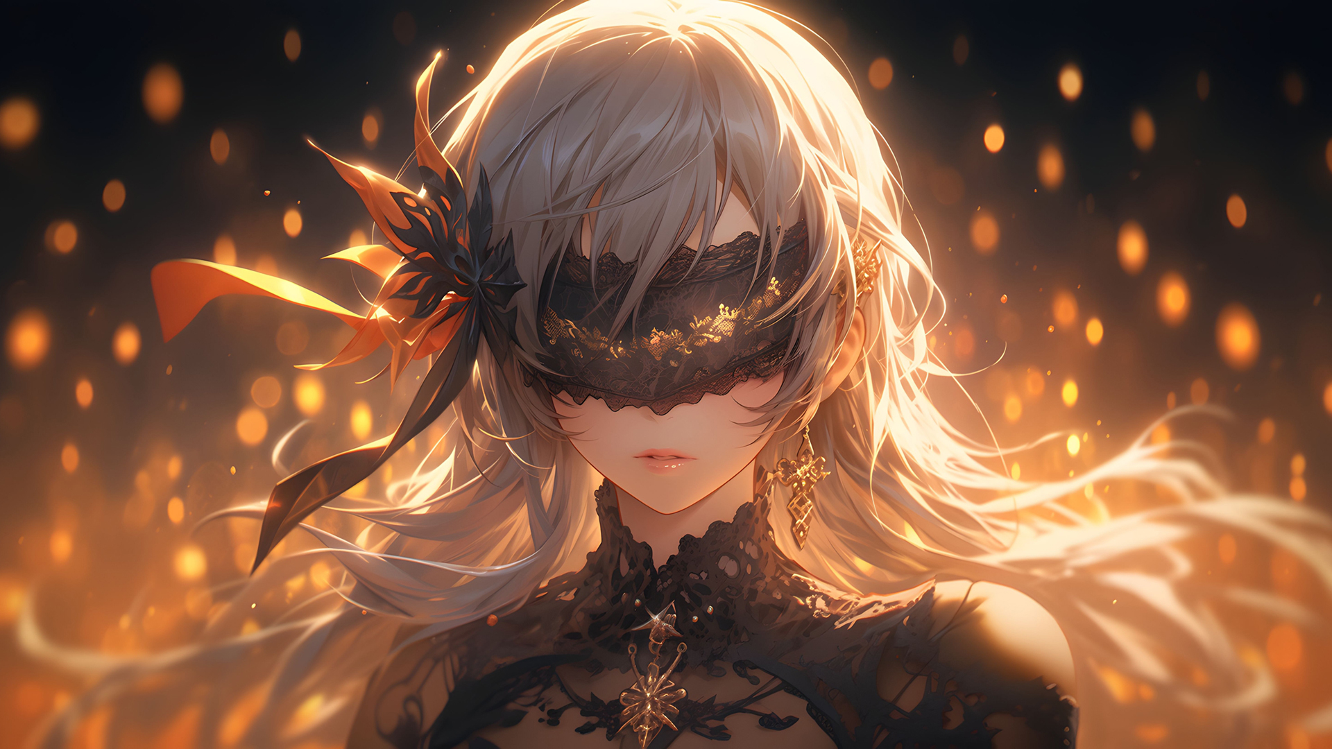 蒙眼动漫女孩2560x1600高清壁纸_高清动漫壁纸