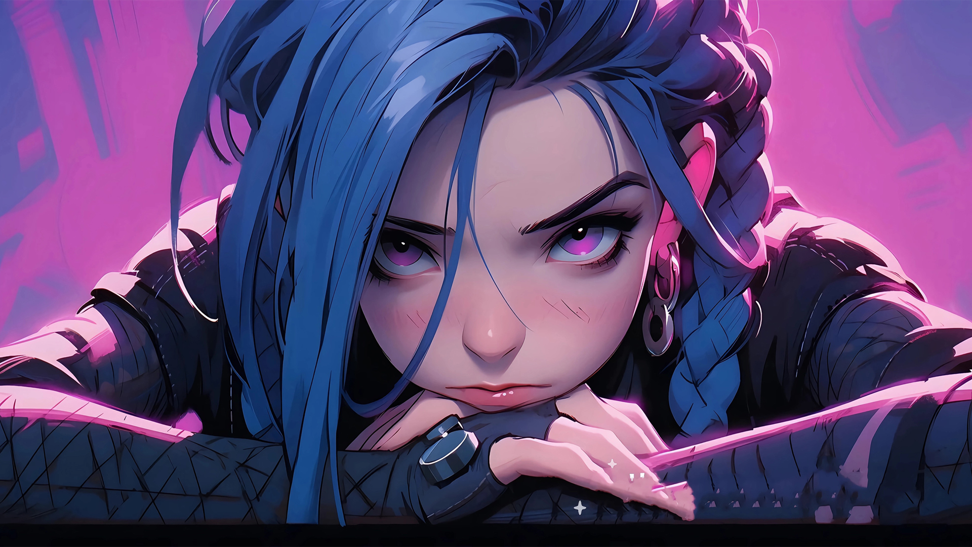 可爱双眼凝望金克丝电脑壁纸_高清动漫壁纸