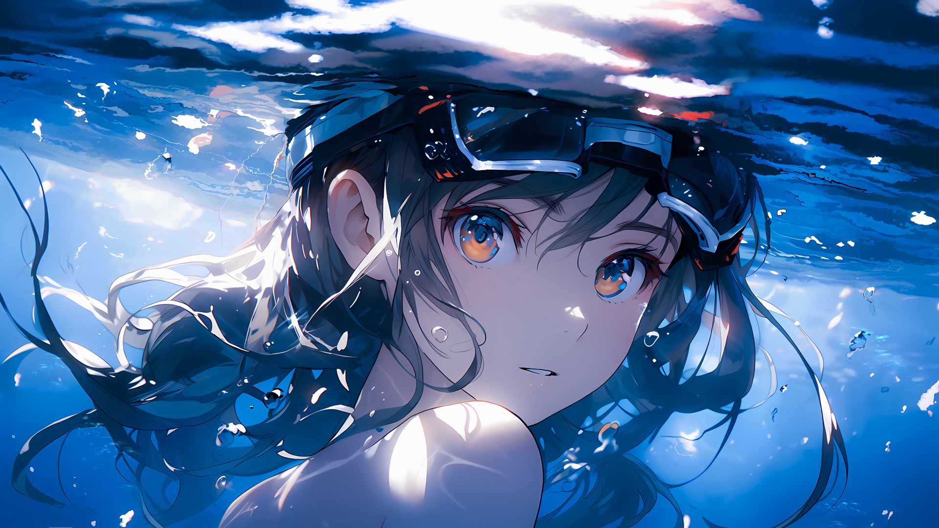 水下可爱动漫女孩电脑桌面动漫壁纸背景图_高清动漫壁纸