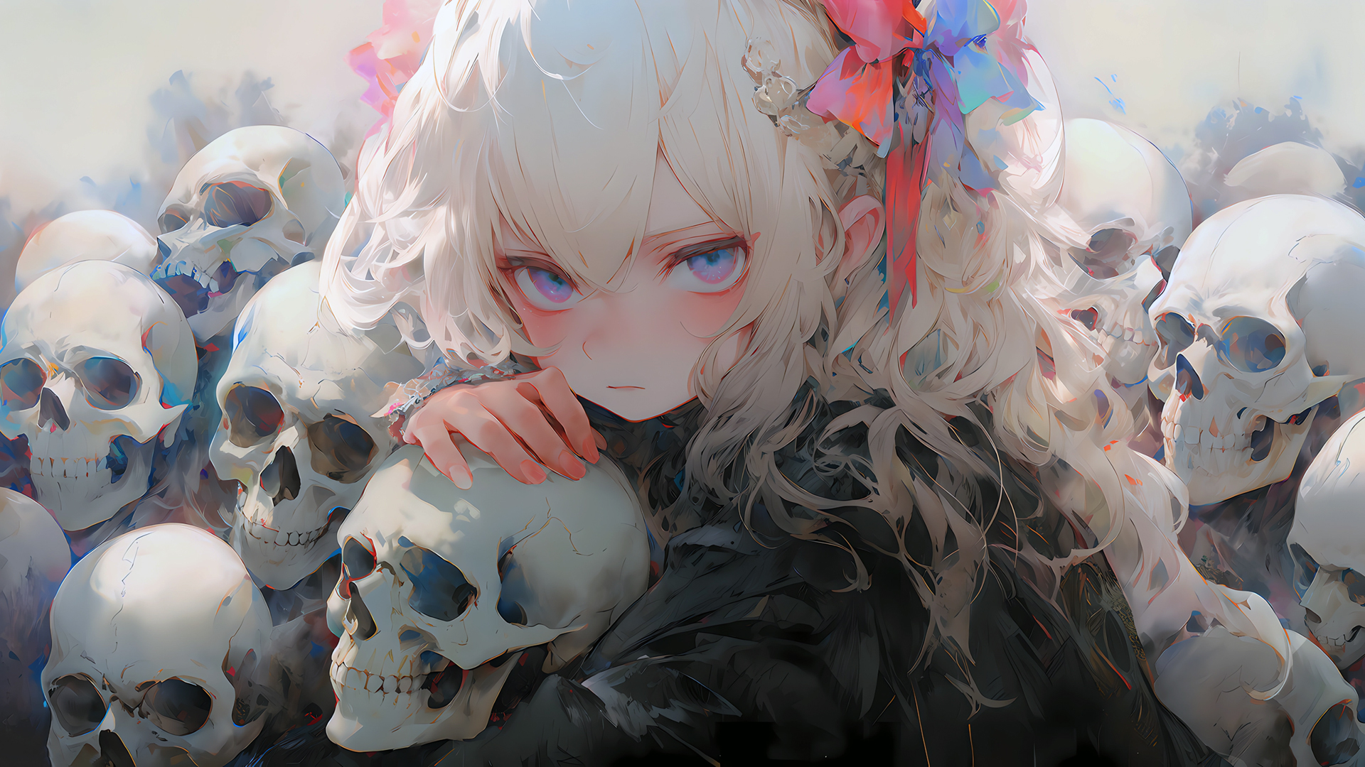 女孩 骷髅 动漫桌面背景图片壁纸_高清动漫壁纸