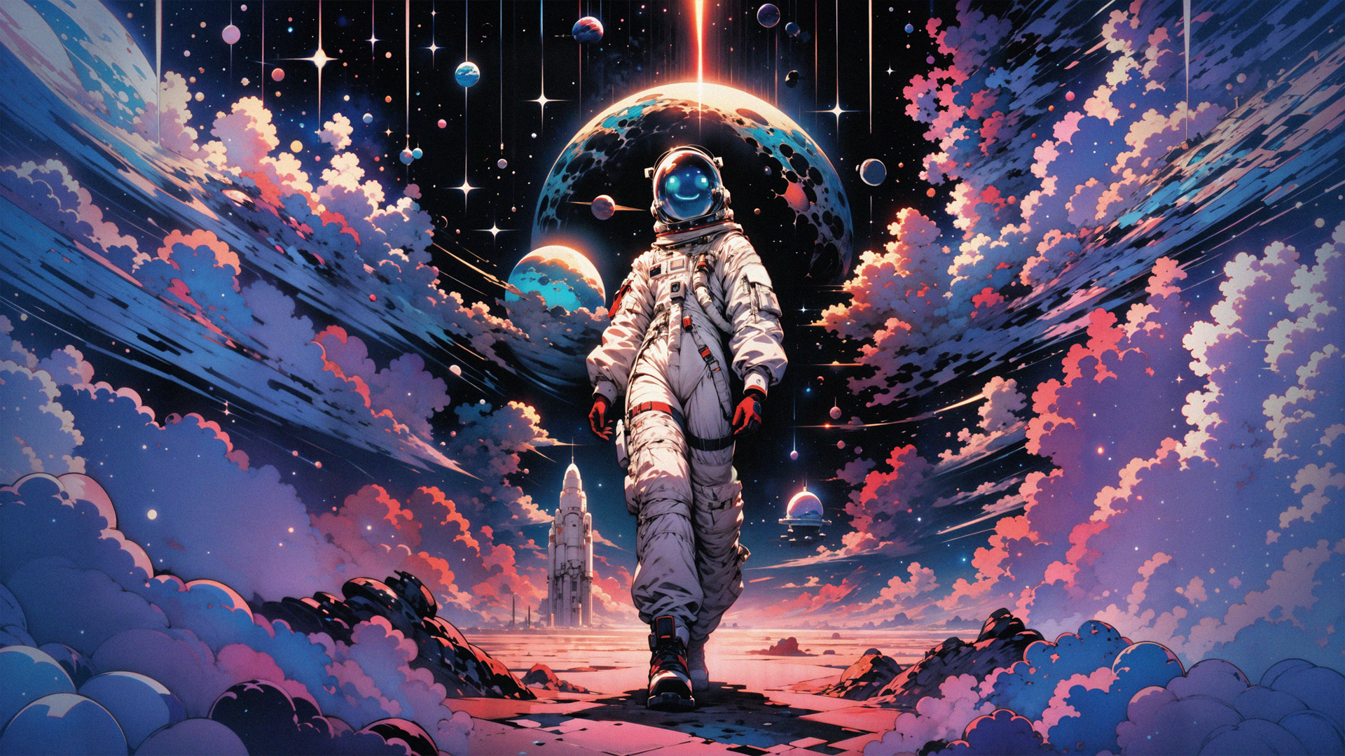 可爱太空人动漫电脑壁纸_高清动漫壁纸