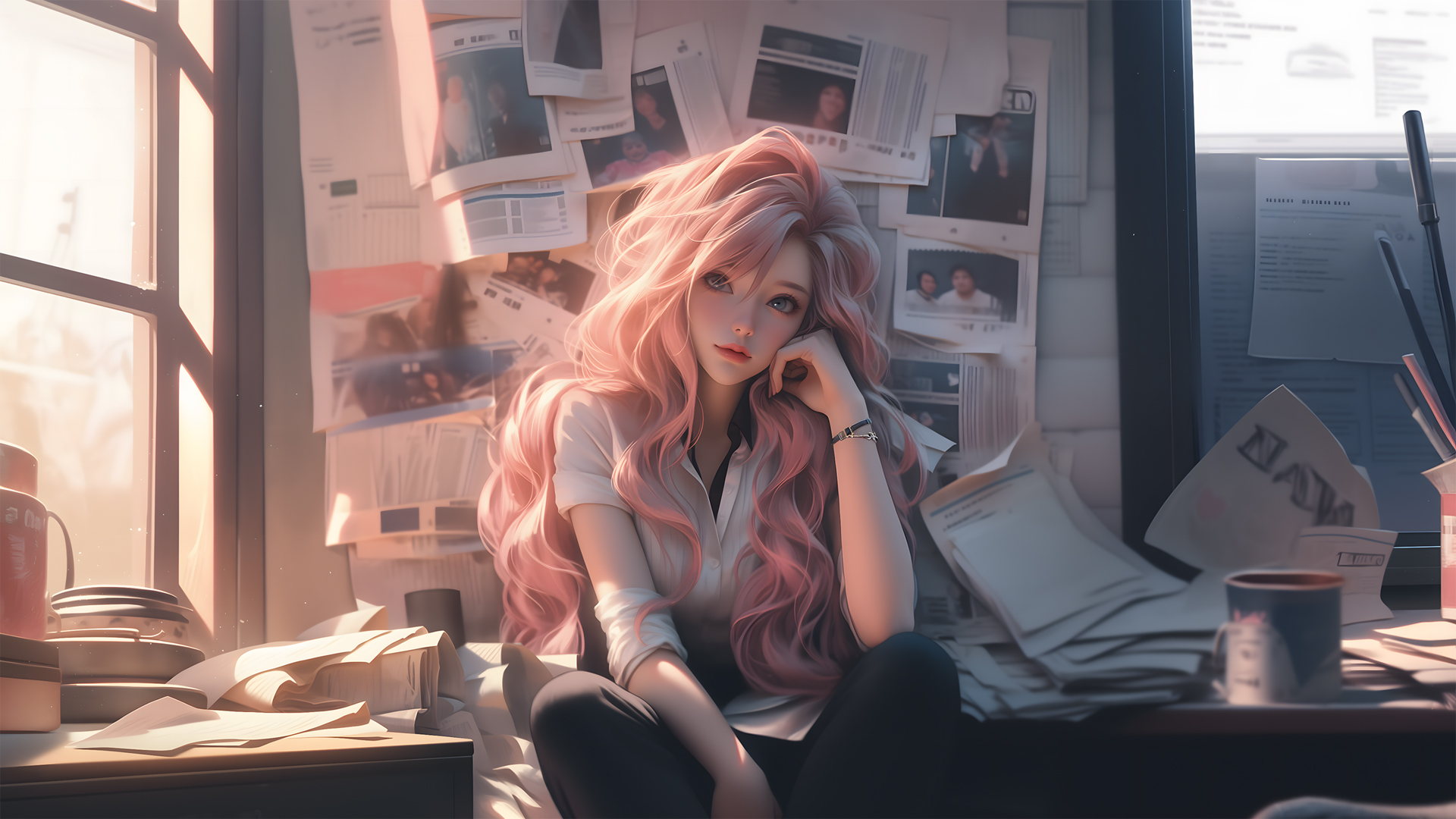 报纸墙 萨勒芬妮高清电脑壁纸_高清动漫壁纸