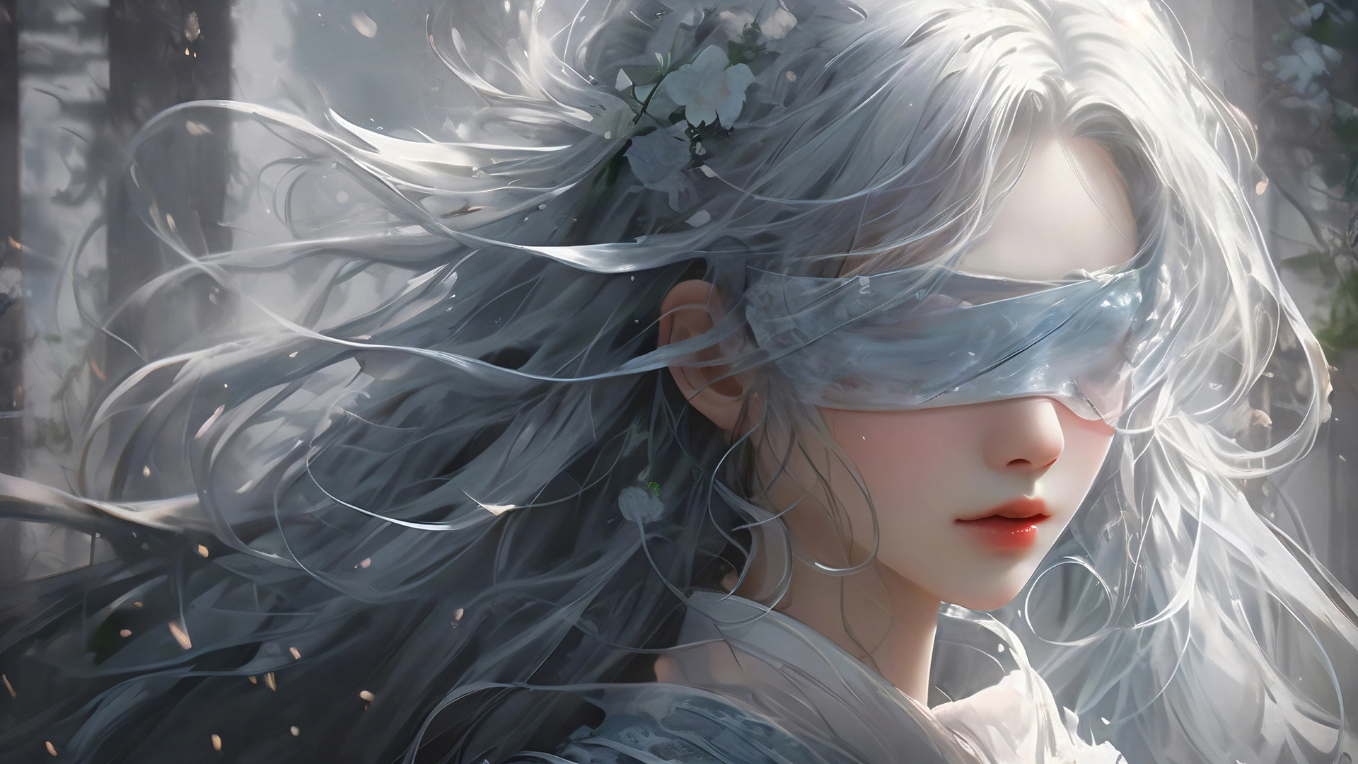 蒙眼少女 长发 唯美好看动漫电脑桌面动漫壁纸_高清动漫壁纸