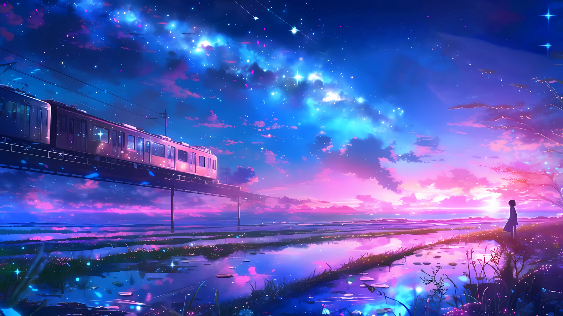 星空列车风景动漫电脑壁纸_高清动漫壁纸