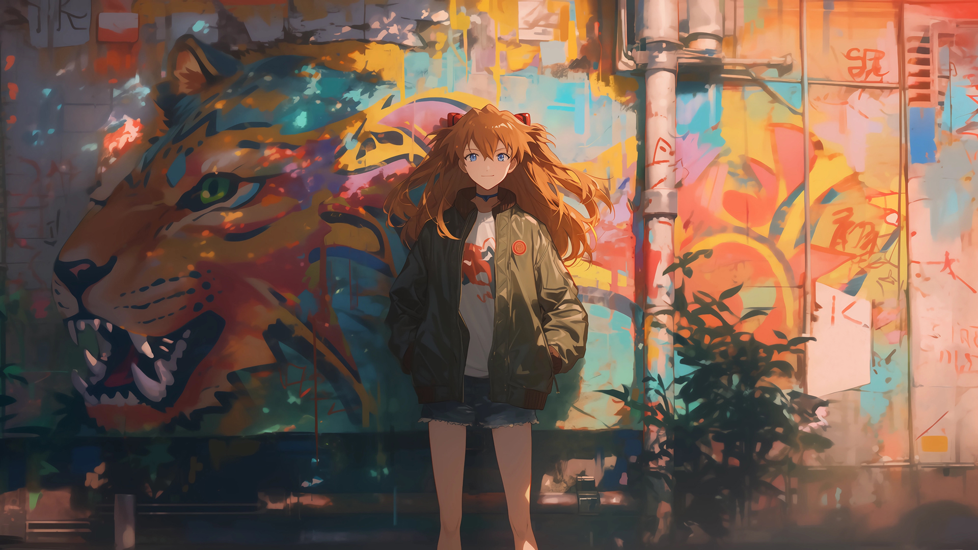 明日香 涂鸦 老虎 动漫壁纸_高清动漫壁纸