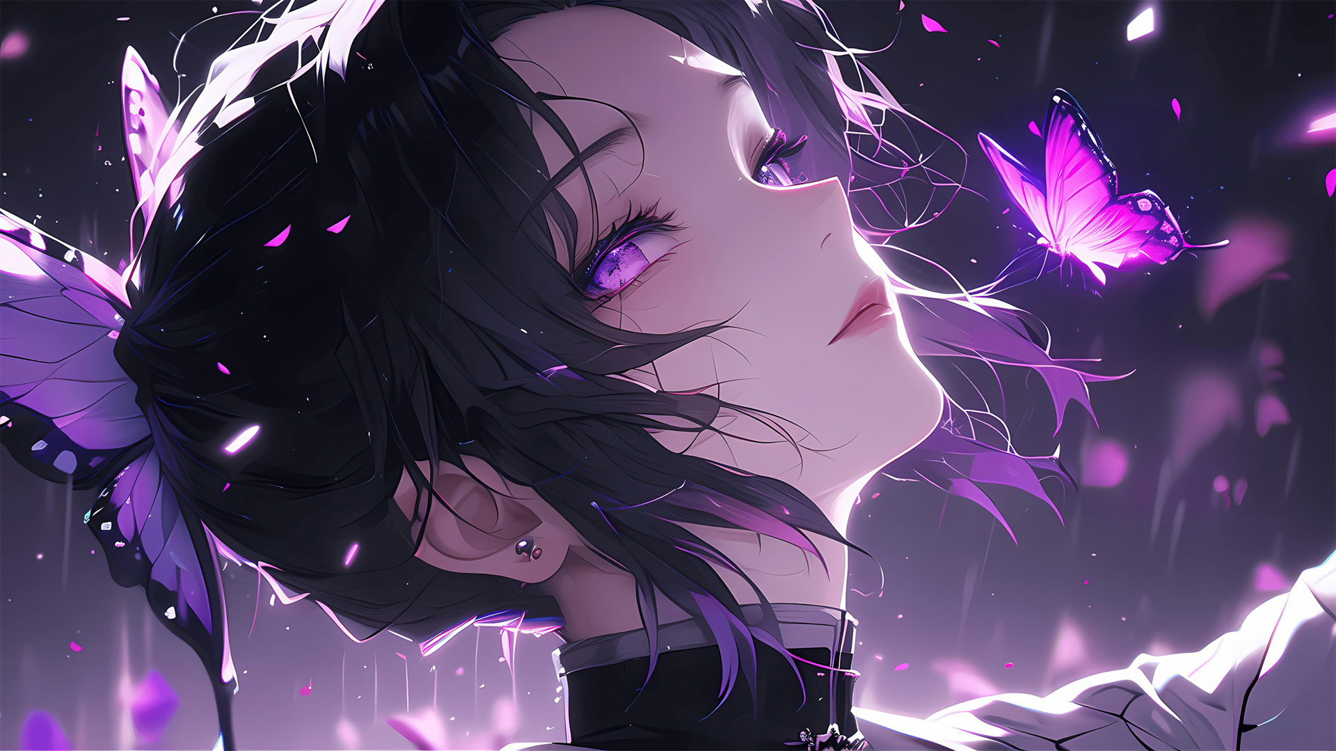 胡蝶唯美侧脸电脑桌面动漫壁纸_高清动漫壁纸