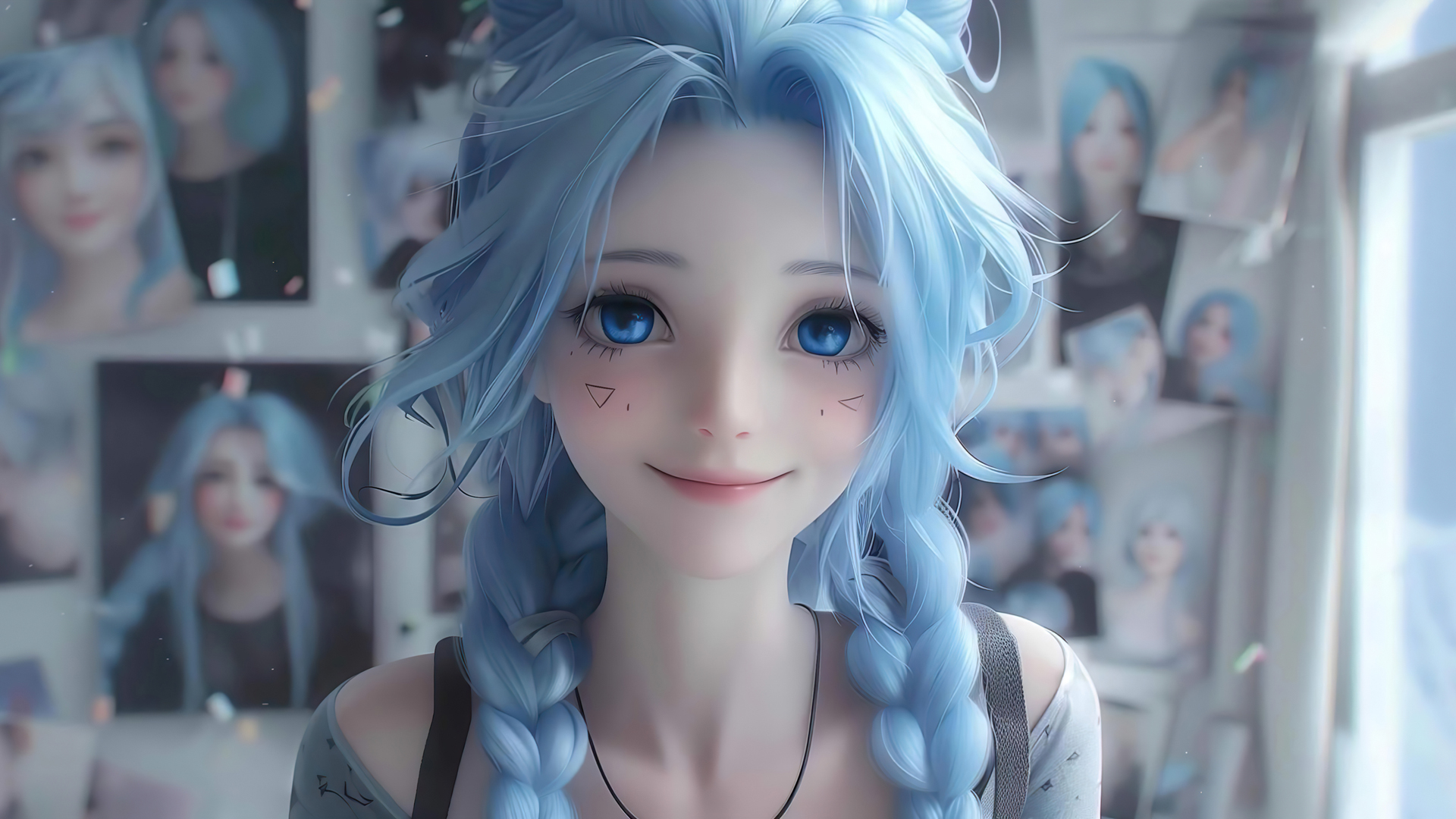 报纸墙甜美金克丝壁纸_高清动漫壁纸