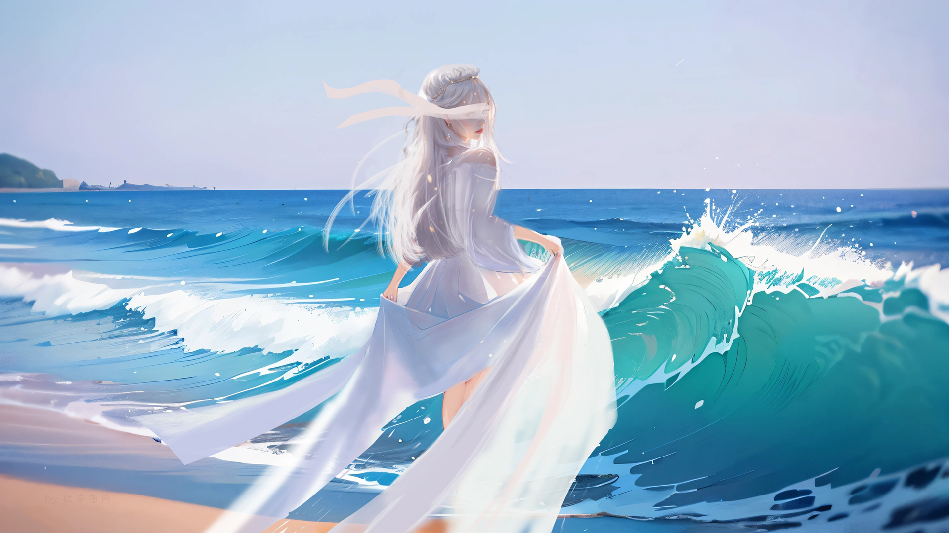 海边 女孩 蒙眼 仙气 动漫风景美女壁纸_高清动漫壁纸