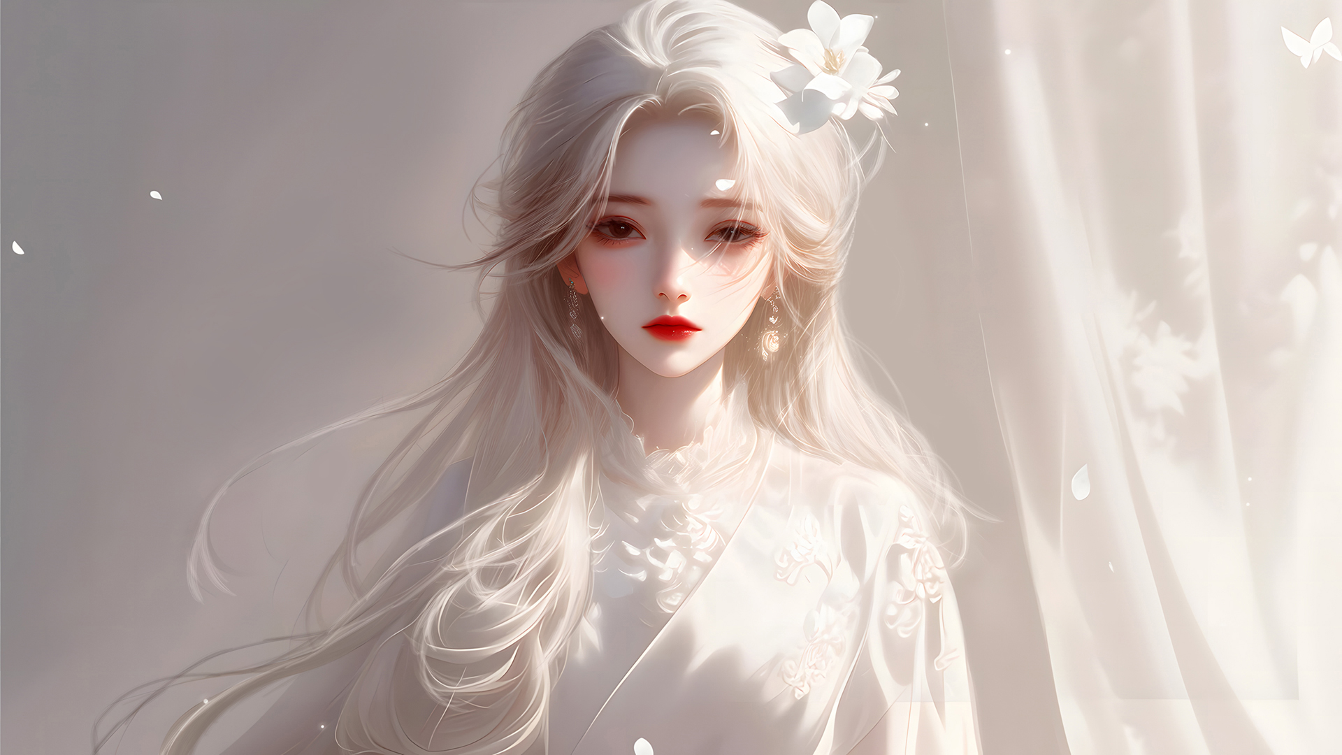 优雅白发少女动漫壁纸_高清动漫壁纸