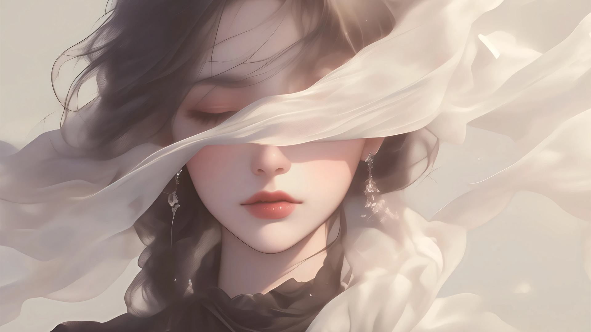 遮眼唯美少女动漫电脑壁纸_高清动漫壁纸