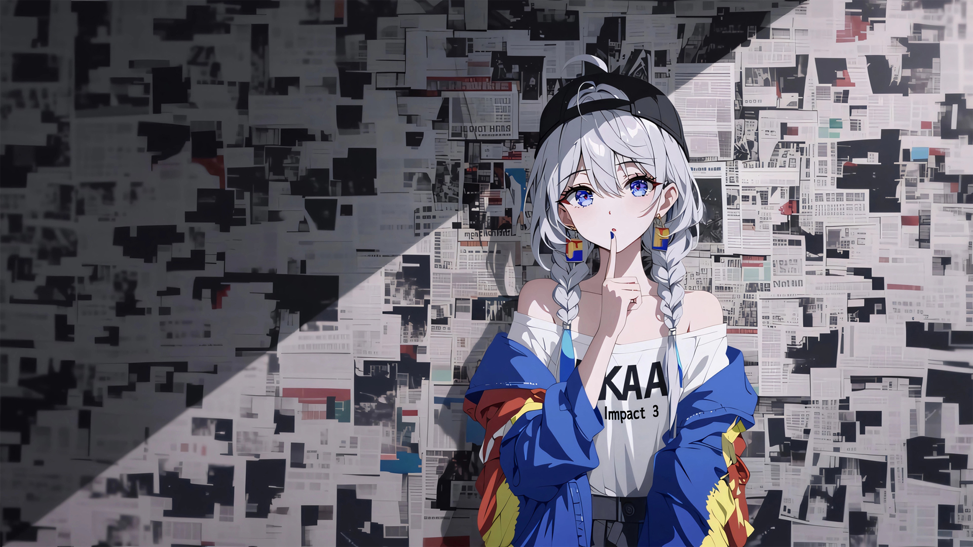 琪亚娜 报纸墙电脑壁纸_高清动漫壁纸