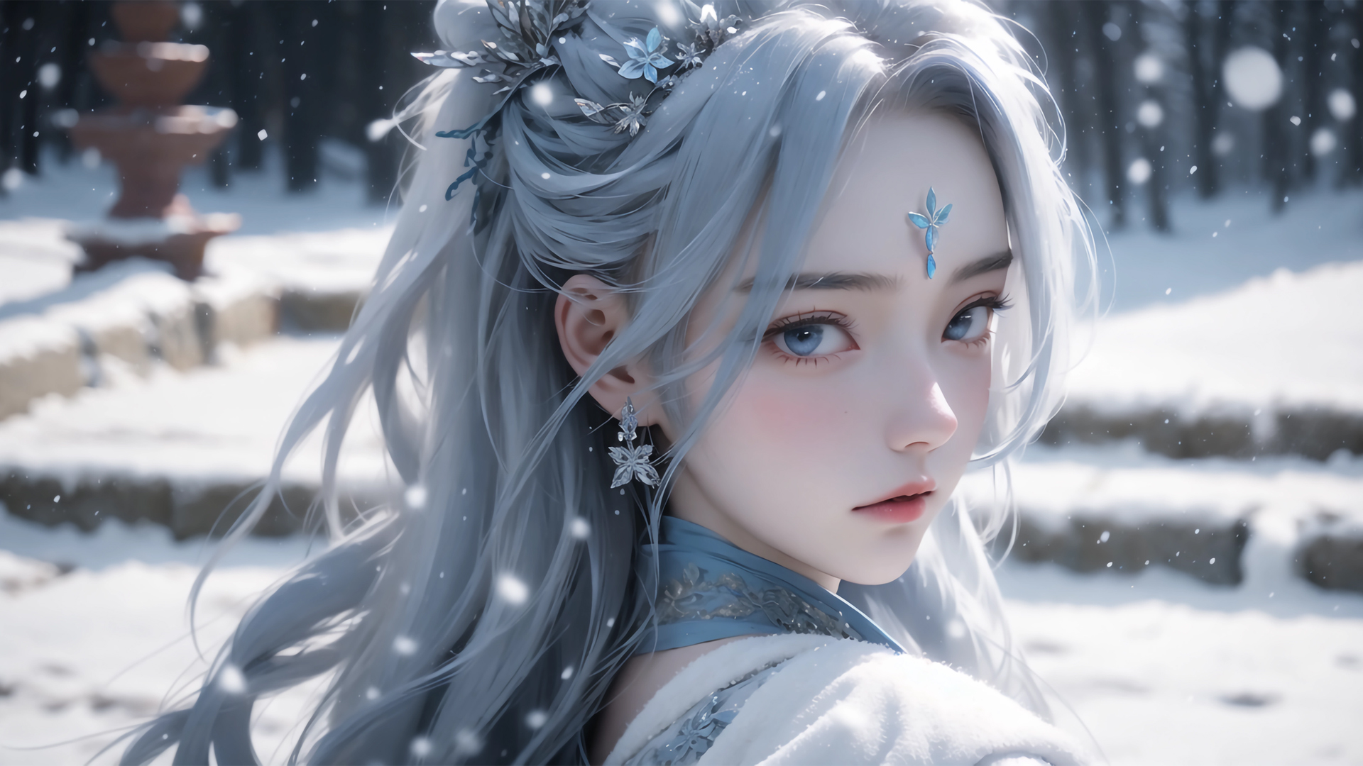 雪中女孩动漫壁纸_高清动漫壁纸