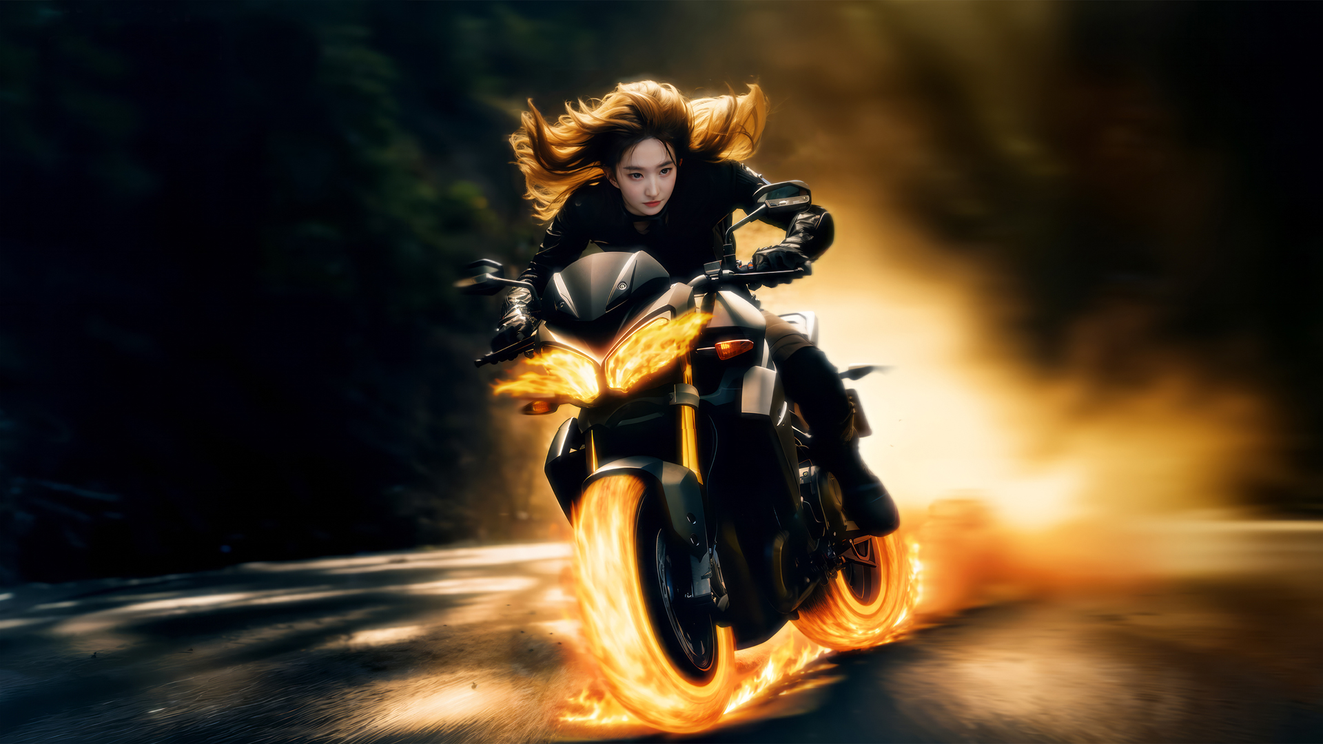 美女 摩托车 炫酷电脑桌面动漫壁纸_高清动漫壁纸