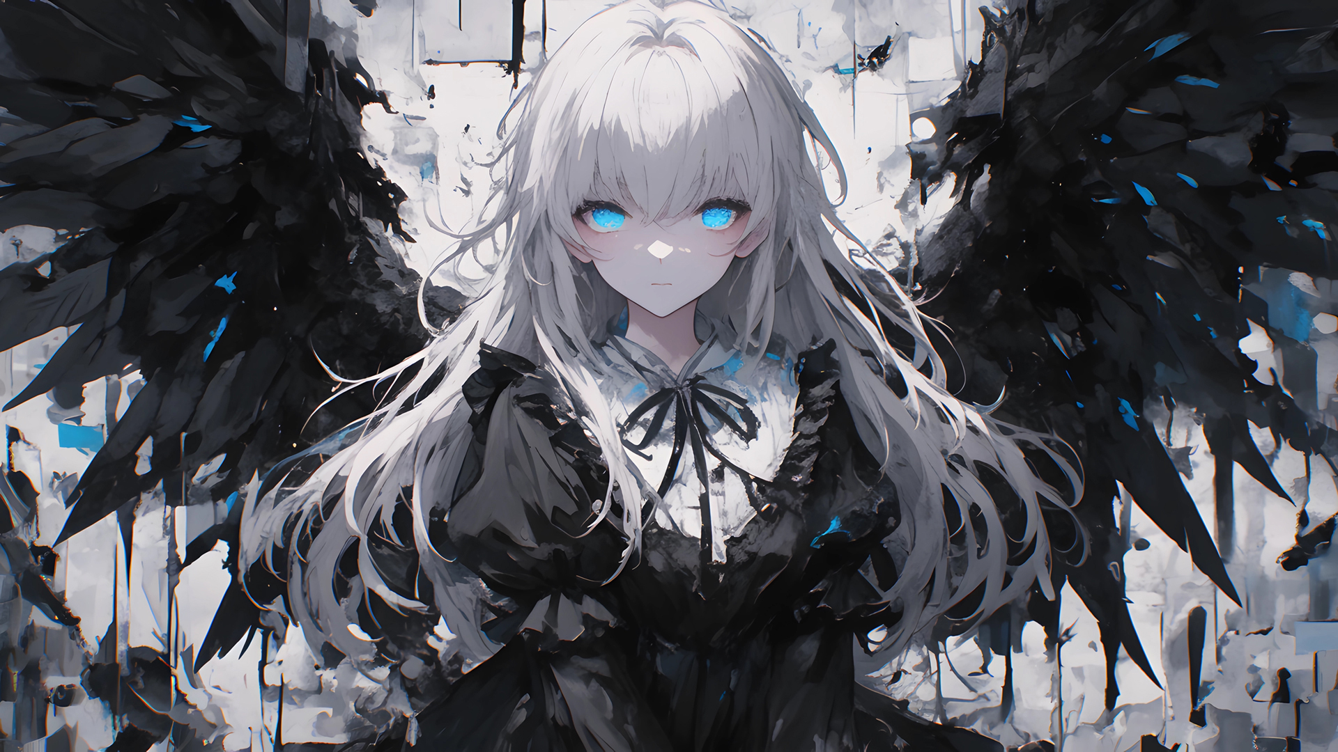 天使 女孩 蓝色眼睛 翅膀 动漫壁纸_高清动漫壁纸