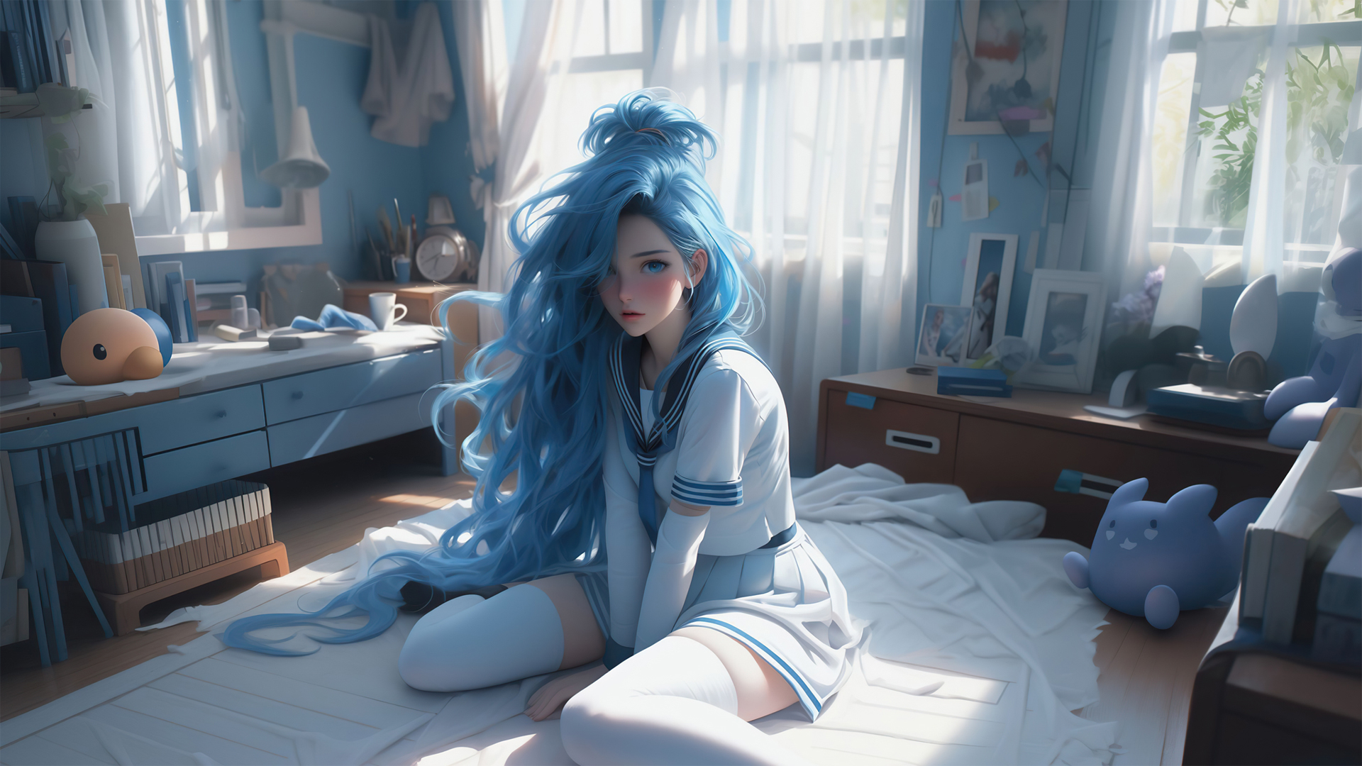 金克丝 蓝色长发 房间高清动漫壁纸_高清动漫壁纸