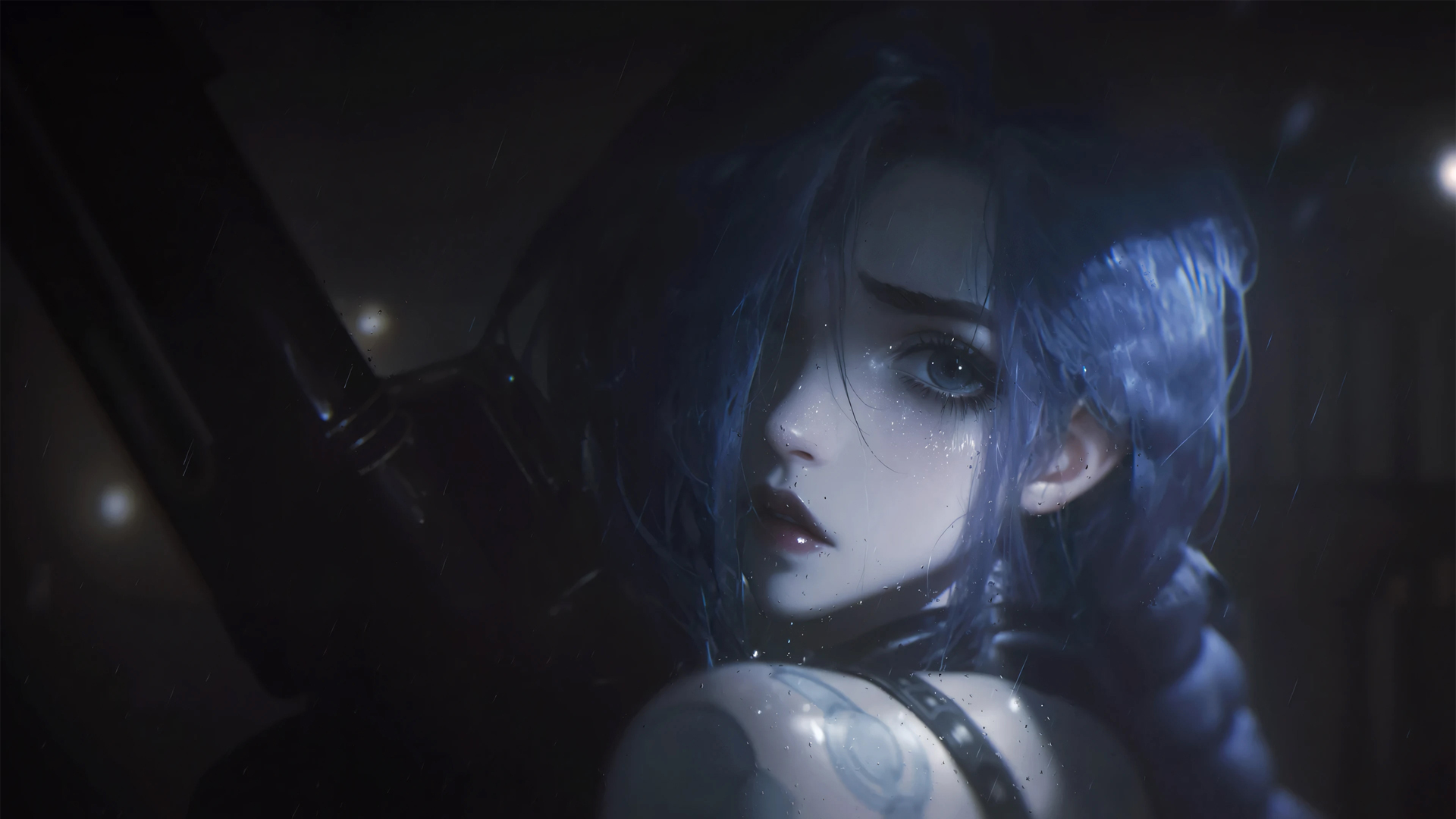 金克斯 长辫子 回头 雨水 动漫电脑桌面动漫壁纸_高清动漫壁纸