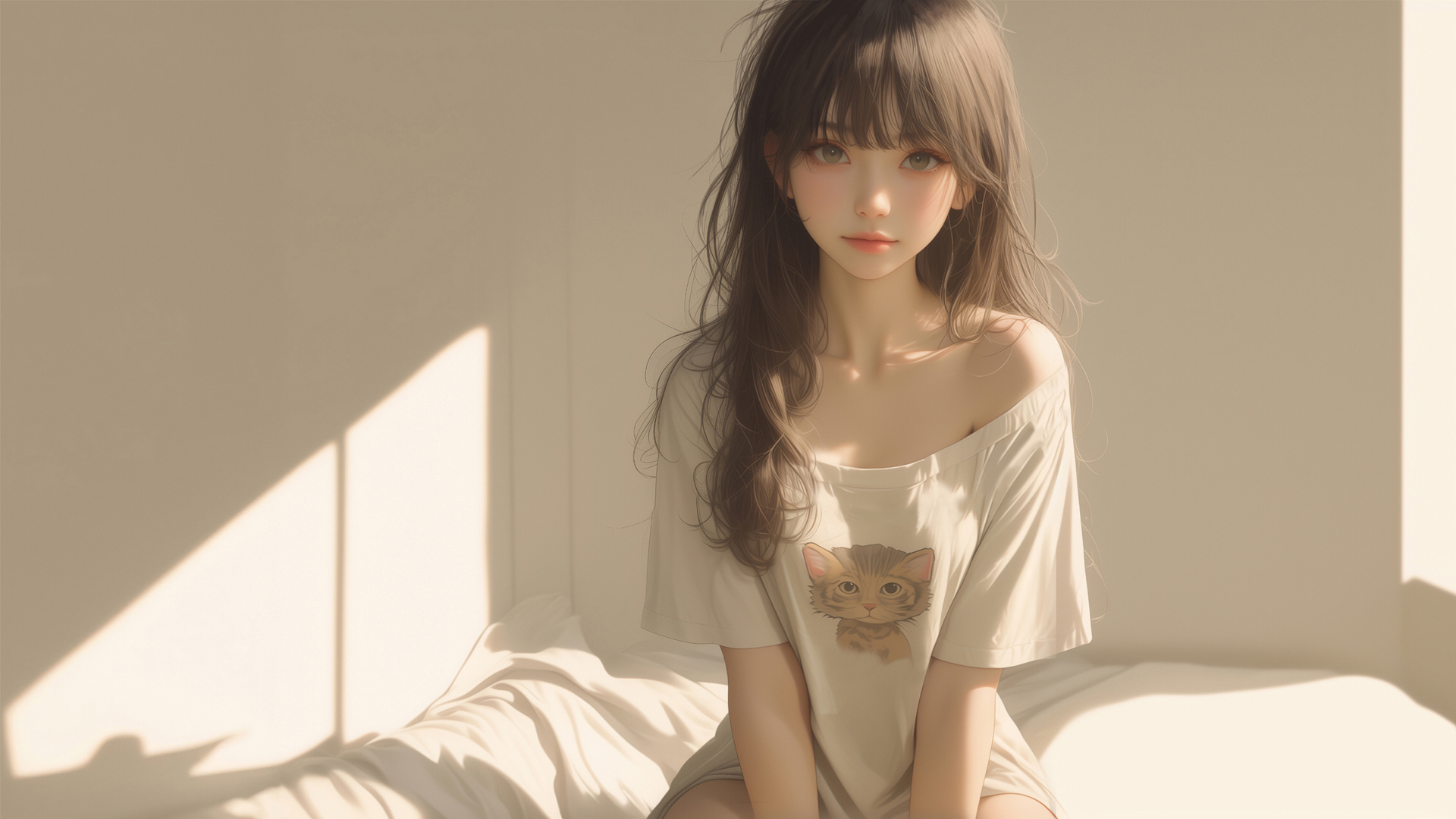 动漫 房间 窗 阳光 长发女孩 电脑桌面动漫壁纸_高清动漫壁纸