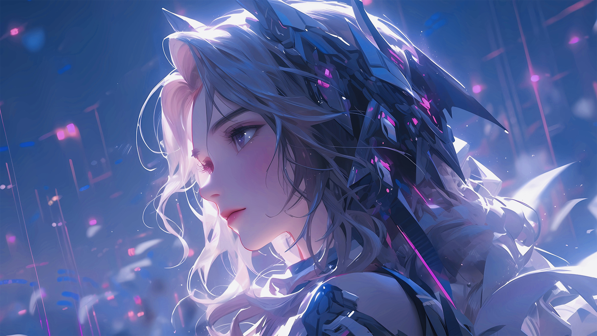 漂亮侧脸动漫美女电脑壁纸_高清动漫壁纸