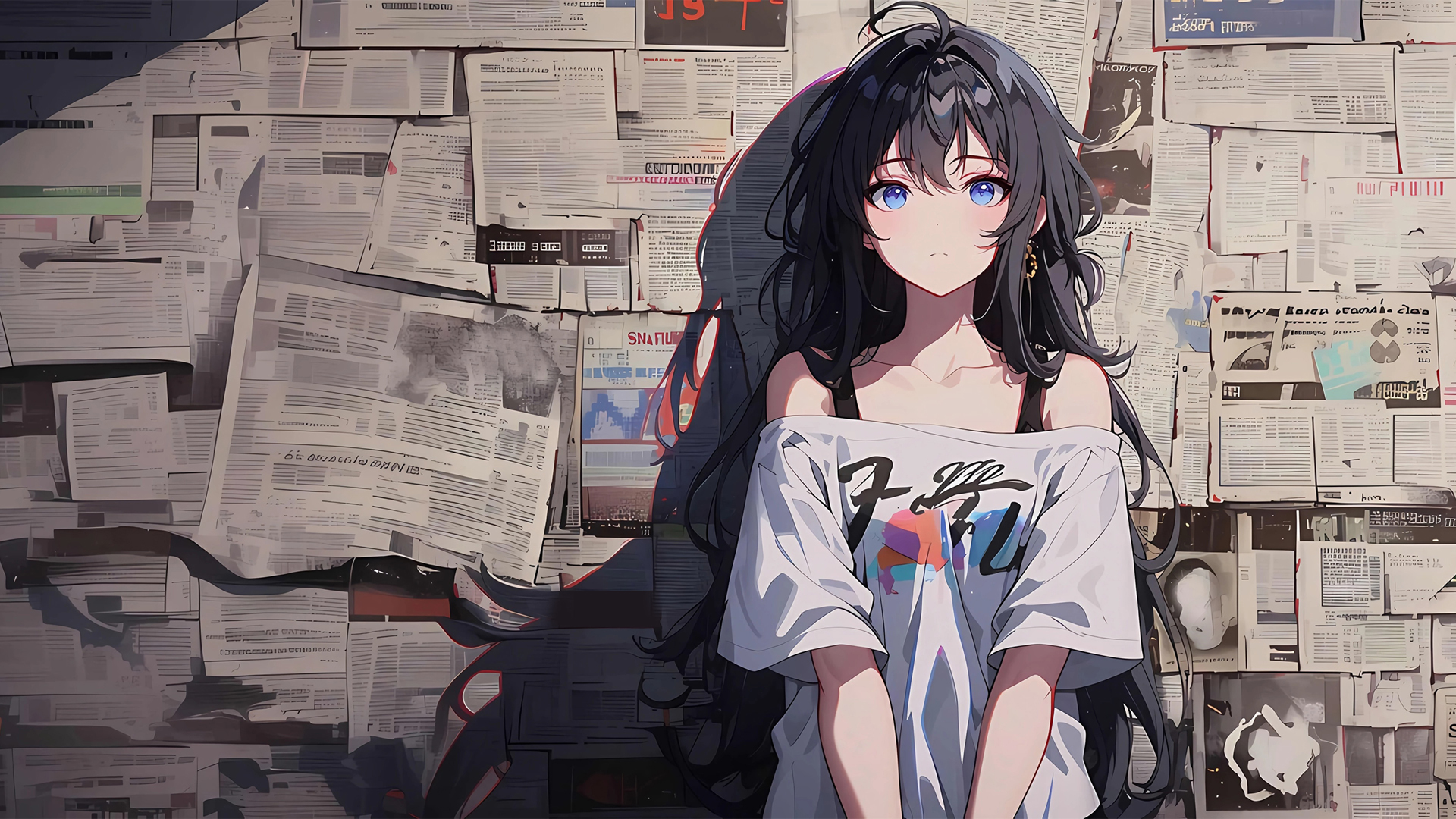 报纸墙雪之下雪乃动漫电脑壁纸_高清动漫壁纸