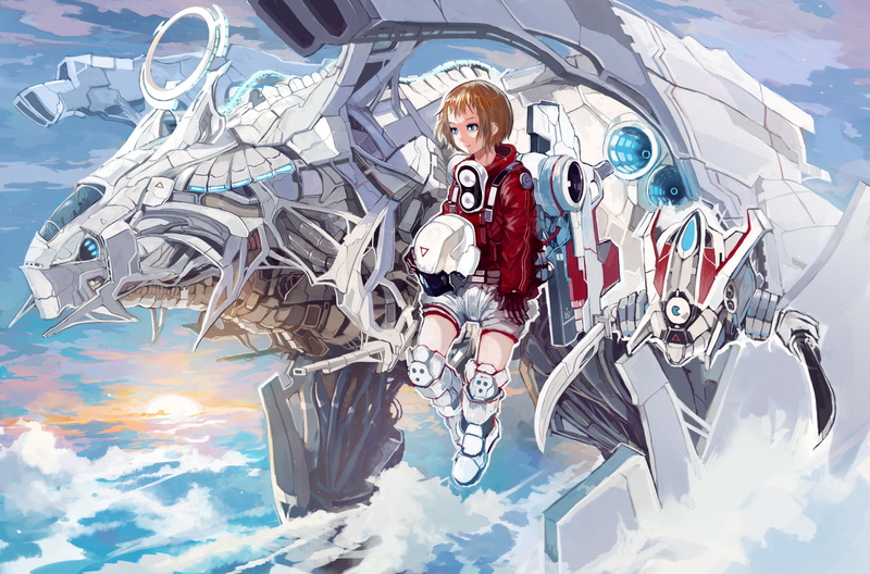 正面图-人物形象-动漫-插图-单人-休闲活动-天空-白天-艺术品-云-天空-儿童-户外-机械形象高清壁纸