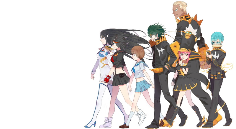 1080P-动漫-校服-长发-Hoka Inumuta-Mako Mankanshoku-裙子-绿色头发-Satsuki Kiryūin-Kill La Kill-短发-Senketsu（Kill La Kill）高清壁纸