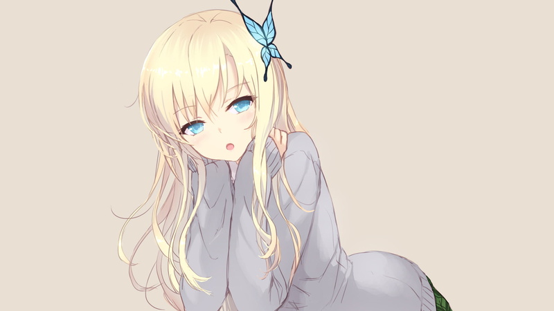 一个人-金发-复制空间-金发-美丽的女人-720P-看着相机-动漫-剪下来-成人-人脸-年轻人-博库wa tomodachi ga sukunai高清壁纸