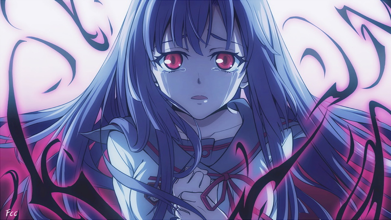 哭泣-末日天使-长发-女孩-Mahiru Hīragi-动漫-蓝色头发-红色眼睛-眼泪-1080P高清壁纸