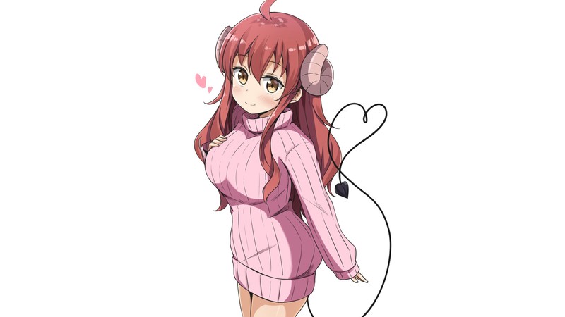 Machikado Mazoku-吉田裕子-动漫-动漫女孩-白色背景-恶魔女孩高清壁纸