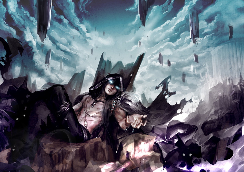 2K-动漫-生活方式-室内-一个人-恶魔-年轻人-成年人-数字-游泳-真人-水下-大海-女人-石头-海洋-自然高清壁纸