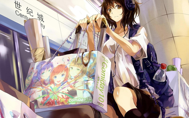 角色-1080P-行李-动漫-棕色-1920x1200-行李-女孩-女人-机场-头发高清壁纸