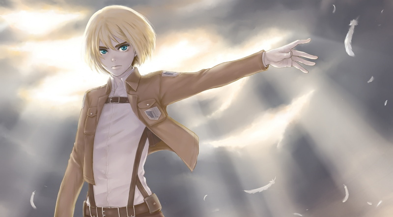 正面视图-自然-站立-技术-攻击-神秘-女性-人类手臂-机器人-艺术-天空-超级英雄-发型-snk-1080P-arminalert-动漫高清壁纸