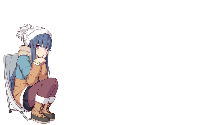 动漫-动漫女孩-白色背景-Yuru Camp-Rin Shima高清壁纸