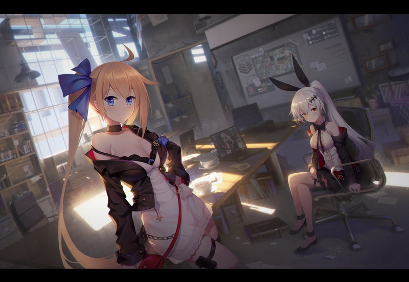 黑眼睛-蓝眼睛-女孩前线-数字艺术-动漫女孩-肖像-金发-Five Seven（女孩前线）-女孩前线-1080P-动漫-长发高清壁纸