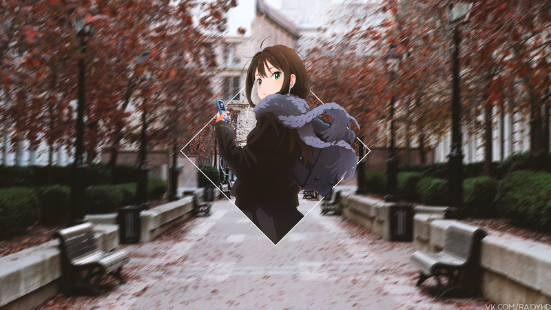 动漫-动漫女孩-画中画-街头高清壁纸