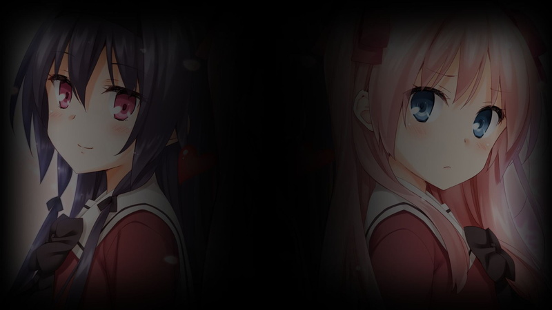 yuri-1080P-动漫-动漫女孩-校服-极简主义-花瓣之吻-黑色背景-漫画高清壁纸