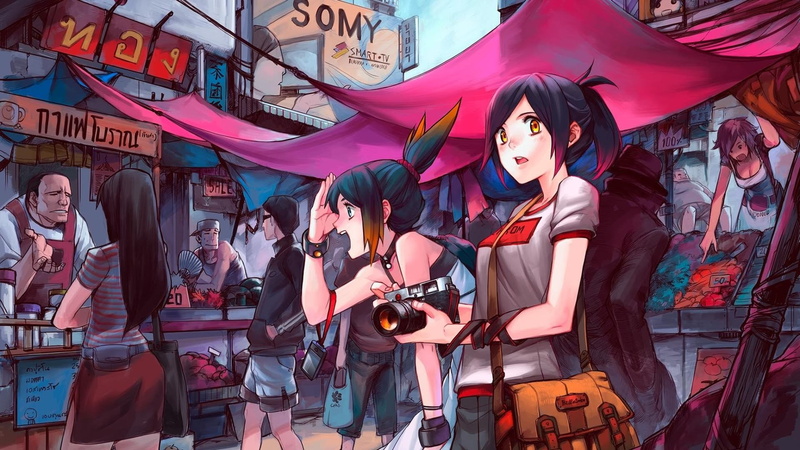 相机-动漫-动漫女孩-市场-1080P高清壁纸