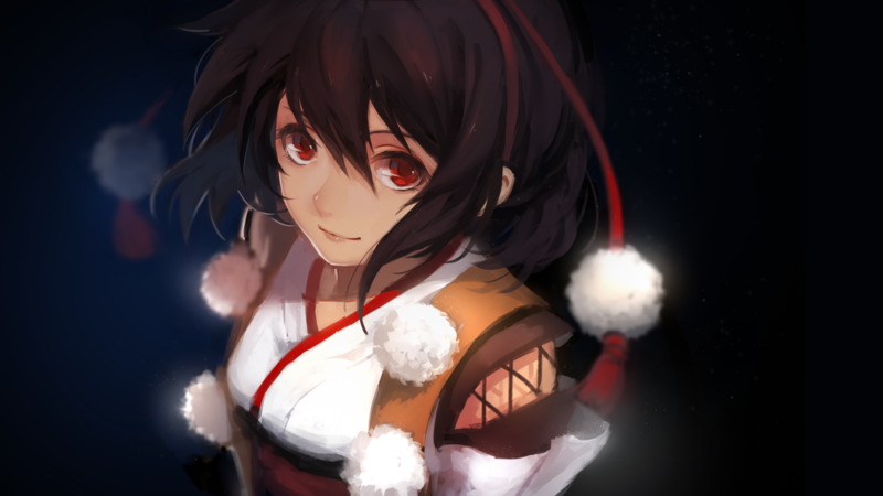 动漫-动漫女孩-红眼睛-黑发-Touhou高清壁纸