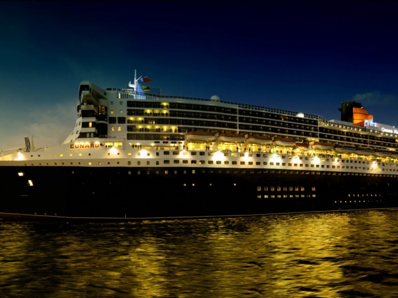 海上夜间大船游船风景电脑壁纸