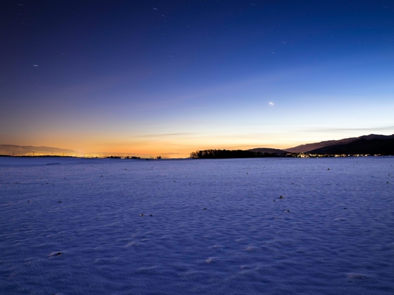 冬日落日雪景动漫电脑壁纸