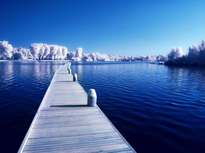 冬日湖桥雪景壁纸上新