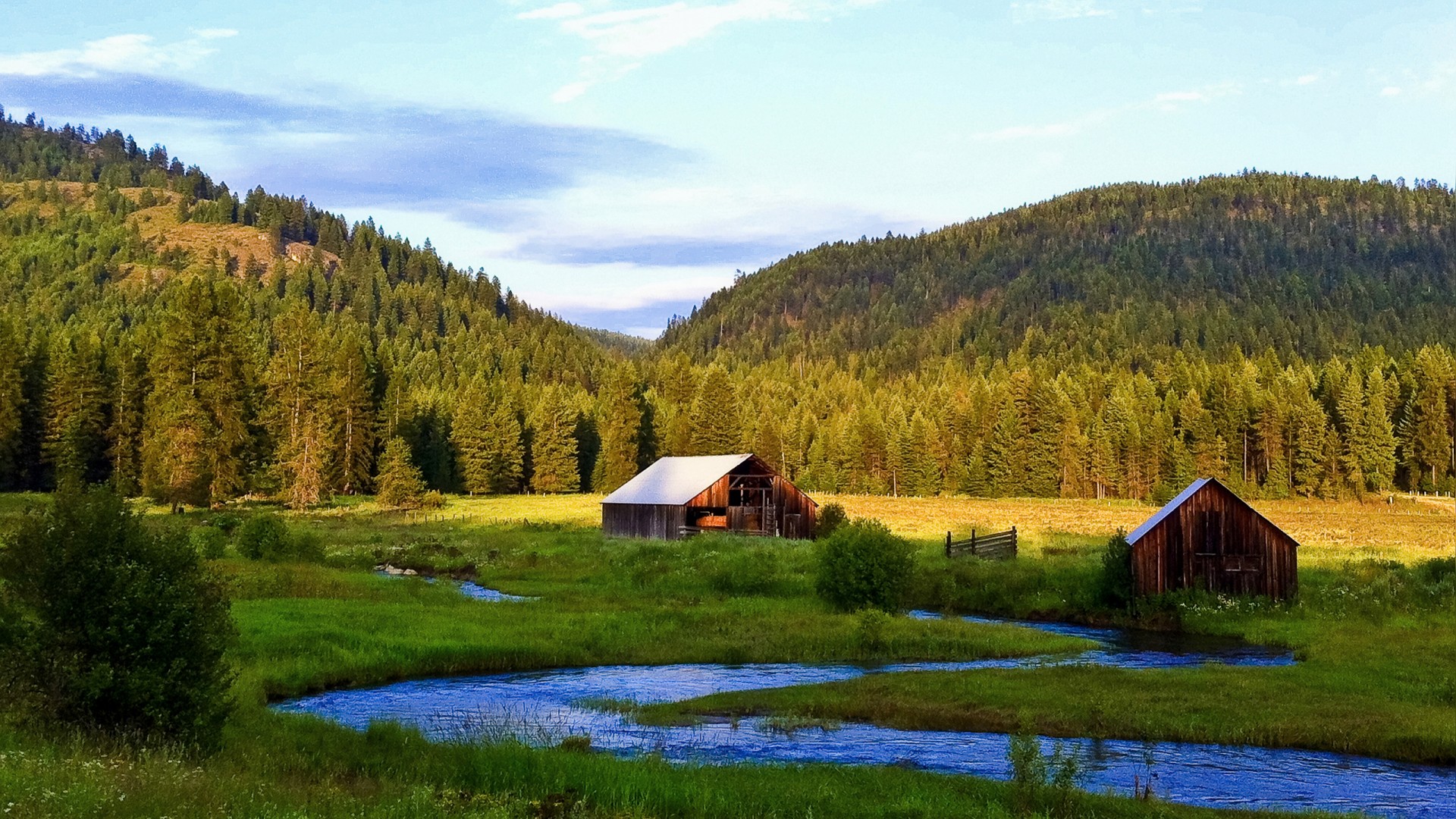 带山间小屋的治愈系风景电脑壁纸合集