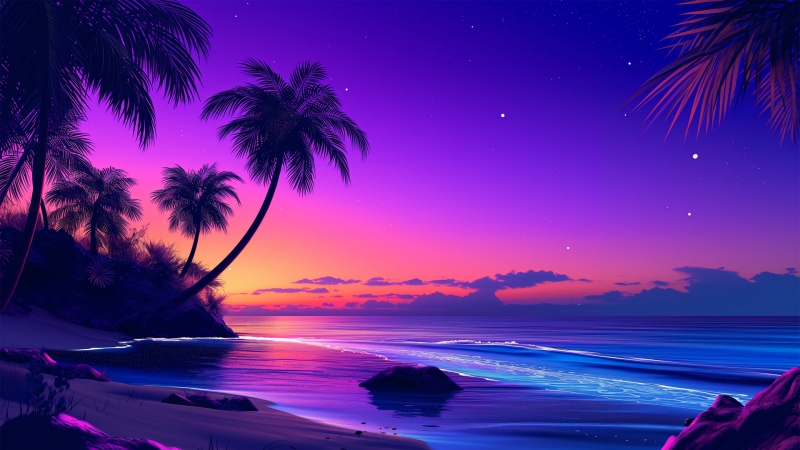 日落后的海滩晚霞壁纸有多好看？这份高清资源直接存